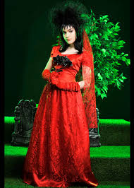 Lets turn on the juice and see what shakes loose!. Womens Beetlejuice Style Dead Red Bride Costume