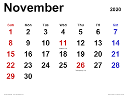 The calendar is commonly used to get information about. November 2020 Calendar Templates For Word Excel And Pdf