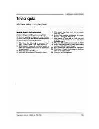 The more questions you get correct here, the more random knowledge you have is your brain big enough to g. Trivia Quiz Psychiatric Bulletin Cambridge Core