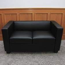Casa padrino chesterfield genuine leather 2 seater sofa. 2er Sofa Couch Loungesofa Lille Leder Schwarz