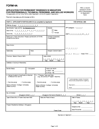 Singapore pr application if you are a current work pass holder (employment pass, personalised employment pass, entrepass or s pass), and have worked in singapore for at least six months, you'll be eligible to apply for singapore pr (permanent resident) status. Pr Application Form 4a Pdf Download Fill Out And Sign Printable Pdf Template Signnow
