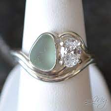 The Adriatic 7 Sea Glass Engagement Ring Beachglass Jewelry Jewelry Sea Glass Jewelry