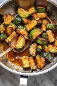 I like to cut my zucchini into thin coins and toss them in a hot don't stir for the first few minutes: Garlic Butter Zucchini Skillet Recipe Sauteed Garlic Butter Zucchini Recipe Eatwell101