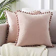 Top Finel Decorative Throw Pillow Covers 22 X 22 Inch Soft Particles Velvet Solid Cushion Covers With Throw Pillows Bedroom Pompom Cushion Velvet Throw Pillows