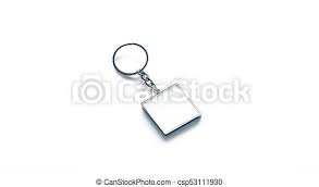 Download Blank Metal Square White Key Chain Mock Up Side View 3d Rendering Clear Silver Keychain Design Mockup Isolated Empty Plain Canstock