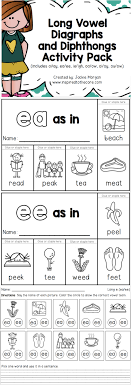 This Pack Includes Long A Vowel Digraphs Ai And Ay Long E Vowel Digraphs Ee And Ea Long I Digraphs Ie Phonics Activities Digraph Vowel Teams Worksheets