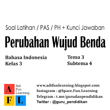 Perubahan Wujud Benda Bahasa Indonesia Kelas 3 Tema 3 Subtema 4