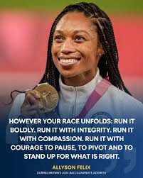 Allyson Felix is inspiring others to run their race with purpose. 🎓