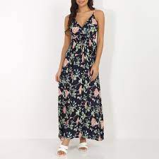 Check spelling or type a new query. Robe Longue Bleu Marine A Bretelles Et Imprime Fleuri