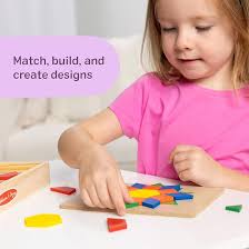 Amazon.com: Melissa & Doug Pattern Blocks and Boards with 120 Multi-Colored  Wooden Shape Tiles, 5 Double-Sided Puzzle Boards, Tangram Puzzles,  Montessori Toys for Girls & Boys : Melissa & Doug: Toys &