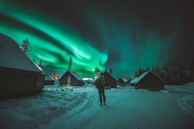 Aurora Borealis over Arctic Lapland, AI generated