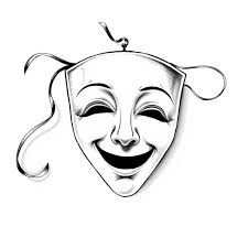 Elegant Black and White Theater Mask Illustration