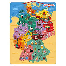 Germany rail travel map showing major locations and routes through the country. Janod 79 Piece Wooden Magnetic Map Of Germany J05477 Amazon De Toys Games