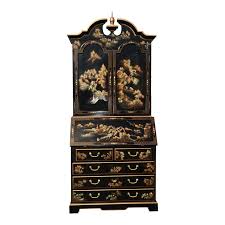 Desk hutches are a great option, holding books, binders, etc without taking up extra square footage. Vintage Chinese Asian Black Lacquer Chinoiserie Secretary Desk Hutch Hand Paint Chairish