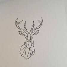 Geometric Deer Head Decal Geometric Animal Stickers Deer Head Removable Vinyl Australian Made Cerf Geometrique Tatouage Montagne Et Dessin Geometrique