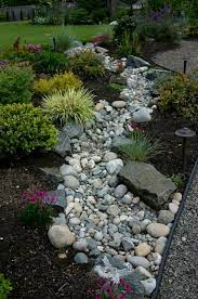 Landscaping With River Rock Dry River Rock Garden Ideas The Happy Housie River Rock Garden River Rock Landscaping Rock Garden Landscaping