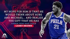 Please look at joel embiid tower over every other pro athlete. Brett Brown Insists Joel Embiid Has Real Desire To Be At Career Best Weight Rsn
