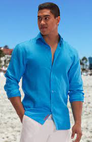 Bradford Custom Linen Beach Wedding Shirts For Men In Deep Ocean Mens Beach Wedding Attire Beach Wedding Shirts Wedding Shirts