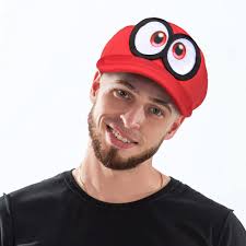 Mustache Mario Ball Cap Super Mario Odyssey Cappy Hat Moustache Men's Red  Mario Cosplay