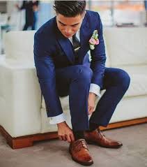 Can We Pair Navy Blue Tux And Suit With Brown Shoes See The Answer At Www Wellgroomedbl Wedding Suits Men Blue Blue Suit Brown Shoes Blue Suit Men