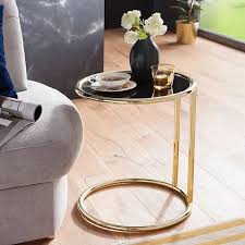 Couchtisch schwarz matt der einfachste weg von making das haus suchen neue ist immer update die stücke der möbel mit jedem ahreszeit. Wohnling Beistelltisch Leona O 45 Cm Couchtisch Schwarz Matt Gold Glastisch Sofatisch Metalltisch Wohnzimmer Online Kaufen Bei Netto