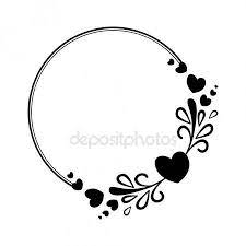 Elegante Moldura Redonda Preto E Branca Com Uma Silhueta De Coracoes E Elementos Decorativos Para A C Background Images For Editing Black And White Round Frame