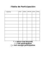 Elementary Spanish Class Participation Chart