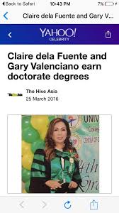 Claire dela fuente and gregorio de guzman. The Umak Confessions Umakiannews Claire Dela Fuente And Gary Valenciano Earn Doctorate Degrees 25 Mar Following Marissa Delgado S First Degree At 64 It Was Reported That Singers Gary Valenciano And
