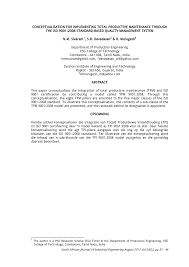 Berikut adalah informasi tentang gaji umr tangerang tahun 2021 dan gaji umk tangerang tahun 2 perbedaan antara gaji umr dan gaji umk di indonesia. Pdf Conceptualisation For Implementing Total Productive Maintenance Through The Iso 9001 2008 Standard Based Quality Management System