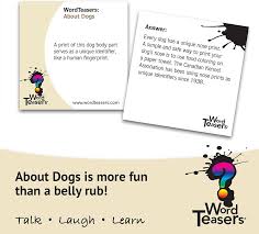 Ask questions and get answers from people sharing their experience with treatment. Buy Word Teasers About Dogs Conversation Starters Fun Trivia Card Game For Families Couples Parties Travel Flashcards For Adults And Children Ages 8 150 Questions About Dogs Edition Online In Usa B097rvk1g4