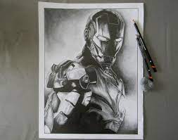 portrait d iron man au crayon bienvenue chez crealoutre dessin personnage de bande dessinee dessins mignons coloriage fleurs printemps perce-neige