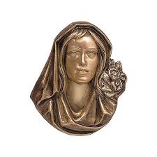 Statue de la vierge miraculeuse, statue du sacré coeur de marie, statue notre dame de lourdes, statue notre dame de fatima. Plaque Funeraire Bronze Visage Sainte Vierge 26 Cm Pour Vente En Ligne Sur Holyart