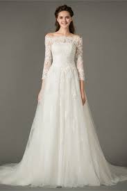 Princess Off The Shoulder 3 4 Sleeve Embellished Appliques Tulle Skirt A Line Wedding Dress Conservative Wedding Dress A Line Wedding Dress Muslimah Wedding Dress
