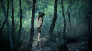 Playing rainy mood (basically just the sound of rain) in the background while listening to a calm, gentle song can sometimes … Hd Wallpaper Anime Girl Raining Forest School Uniform Realistic Environment Wallpaper Flare