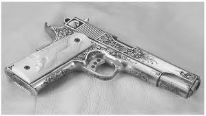 Engraved Black And Gold 1911 Pin On Guns Of The Highest Caliber