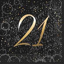 Viele menschen bevorzugen allerdings weiterhin klassische. 21 Geburtstag 16 Servietten In Schwarz Gold Foliert