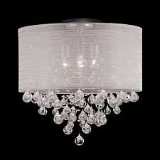 Drum Round Shade 4 Lamp Flush Mount Crystal Balls Ceiling Light Chandelier Dia 21 Quot X H Bedroom Light Fixtures Ceiling Fan Chandelier Bedroom Ceiling Light