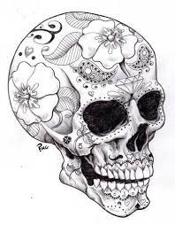 Dessin Tatouage Crane Et Fleurs Skull Coloring Pages Skull Art Skull