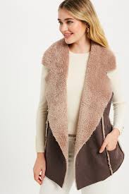 Shearling Suede Fur Vest Charcoal Cherry On Boutique