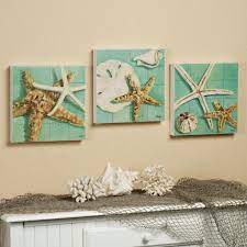 Design© sand dollar, starfish, sea urchin panel wall art (set of 3). Starfish Wall Decor Bathroom Seashell Bathroom Decor Beach Wall Decor Seashell Wall Decor