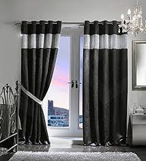 Black And Silver Striped Curtains Velvet Style Diamante Thermal Blackout Eyelet Ring Top Door Curtain Including Matching Tie Back By Viceroy Be Curtains Black Eyelet Curtains Drapes And Blinds