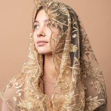Infinity Gold Mass Veil, Infinity Veil Mantilla, Faith Head Coverings Holy,  Chapel Veils