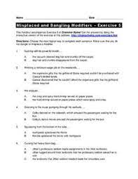 Misplaced And Dangling Modifiers Worksheet For 7th 8th Grade Lesson Planet
