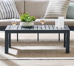 The table is large enough for several people to enjoy. Indio Metal Coffee Table Slate Pottery Barn
