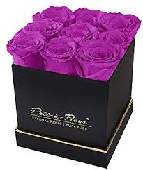9 red roses with a teddy with heart and a heart shaped chocolate box. Amazon Com Gifts Plaza D Luxury Long Lasting Roses In A Black Box Preserved Flowers 5 5 Orchid Home Kitchen
