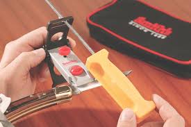 Features an easy to turn angle to use, grip the handle tightly with one hand and insert the knife into the appropriate slot. Best Smith S Knife Sharpener