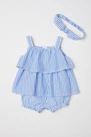 3 Parcali Set Mavi Beyaz Cizgili Cocuk H M Tr Baby Outfits Kucuk Kiz Kiyafetleri Kizlar