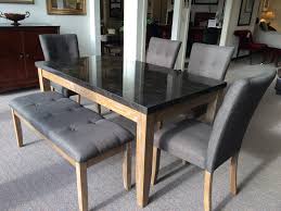 The Liquidators 6 Piece Dining Room Set From Home Elegance Twee Upholstery Faux Marble Top White Washed Wood S Furniture New Furniture Furniture Showroom