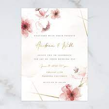 Romantic Cherry Blossom Geometric Wedding Invitations Pwif070 Pro Wedding Invites Geometric Wedding Invitation Wedding Invitations Cherry Blossom Wedding Invitations