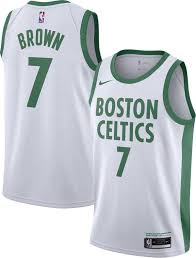 We have the official celtics jerseys from nike and fanatics authentic in all the sizes, colors, and styles you need. Nike Men S 2020 21 City Edition Boston Celtics Jaylen Brown 7 Dri Fit Swingman Jersey Dick S Sporting Goods